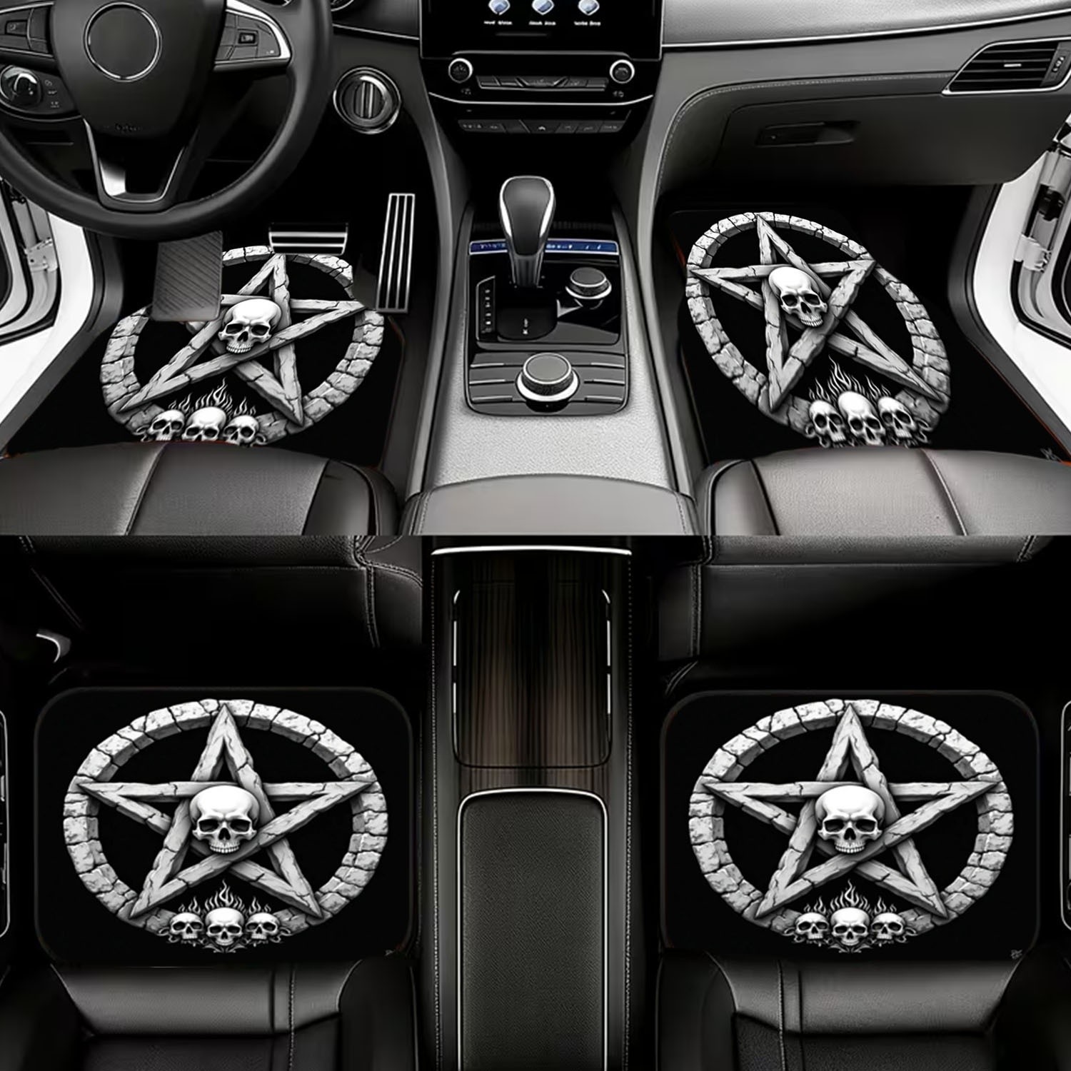 Car Floor Mats 4pcs, Skull & P - огляд і ціна Interior Design Monochrome