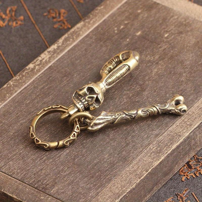 1Pc Solid Brass Keychain Skull - огляд і ціна Antique Brass Hook