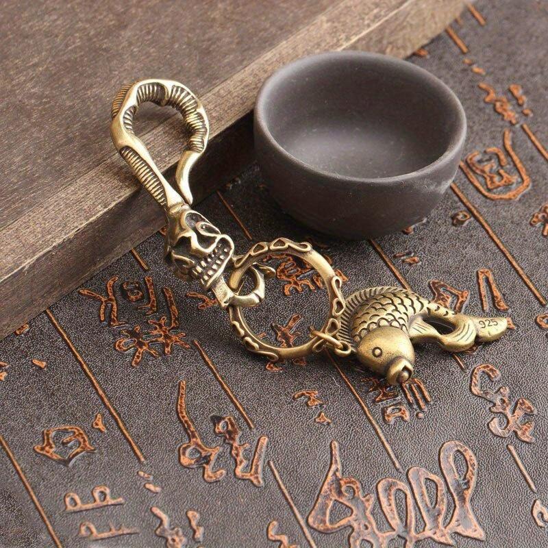 1Pc Solid Brass Keychain Skull - огляд і ціна Antique Brass Hook