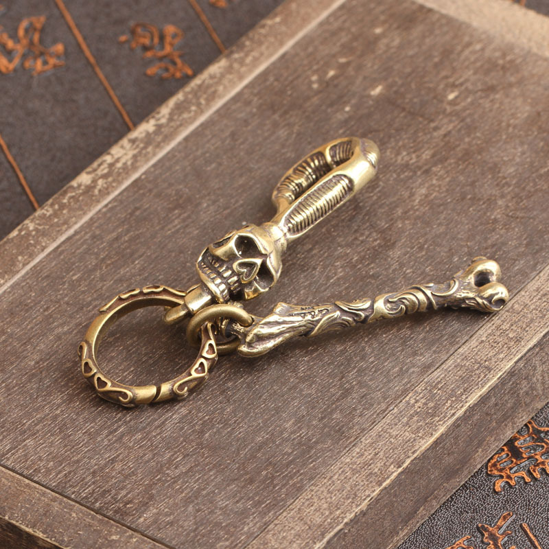Solid Brass Keychain Skull Hea - огляд і ціна Antique Brass Hook